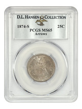 1874-S 25C PCGS MS65 (Arrows) ex: D.L. Hansen - £2,597.00 GBP