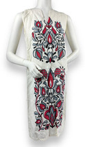 Vtg Royal Miss Fashion Rayon Floral Shift Dress Cream Red Gray Pullover ... - £27.30 GBP