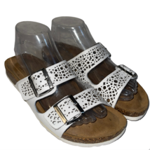 Bio-Gold Made in Italy White Leather Upper Buckle Sandals Shoes Womens Sz 8 - £22.79 GBP