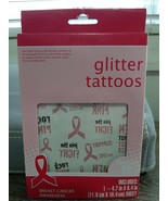 Breast Cancer Awareness Glitter Tattoos. 1 Sheet of 28 tattoos. New - $12.14 CAD