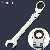 19mm Dual-use Opening Plum Ratcheting Angled Wrench , Length: 24.5cm(Silver) - £4.73 GBP