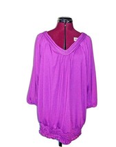 Mary McFadden Woman Top Purple Women Pullover Knit Plus Size 2X V Neck - £17.19 GBP