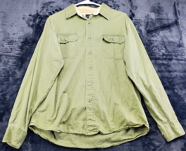 Wrangler Shirt Men Medium Green Cotton Short Sleeve Pockets Collared Button Down - £11.77 GBP