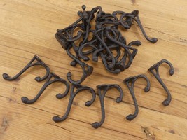 10 Rustic Coat Hooks Hat Entry Way Hall Tree Keys Storage Organization Cast Iron - $22.99