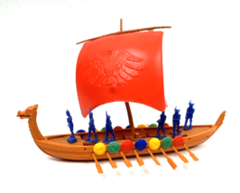Vintage Giant Vikings &amp;  Attack Ship Plastic Toys 1960s Hong Kong - $120.00