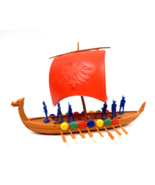 Vintage Giant Vikings &amp;  Attack Ship Plastic Toys 1960s Hong Kong - $120.00