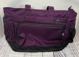 LL Bean Gym Tote Bag Sports Duffle Bag Yoga Office Tote Bag Zipper Purple - $31.49