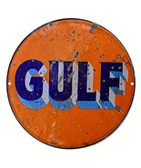 Gulf Oil Vintage Novelty Metal Sign 8 inch Circle - £5.74 GBP