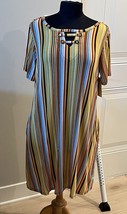 NWT French Laundry Striped Summer Dress Cover Up With Pockets Sz Large - £19.90 GBP