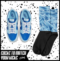 ABSTRACT Socks for Dunk Low Argon Blue Flash Marina Dutch UNC University... - $20.69