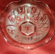  Jeannette Glass Iris and Herringbone Ruffled Fruit Bowl  - $22.95