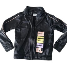 PUMA Toddler Girls Track Jacket Black Pastel Color Logo Full Zip Pockets Size 3T - £8.56 GBP