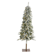 5.5 Flocked Washington Alpine Christmas Artificial Tree with 150 White Warm LED  - £119.78 GBP