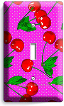 Red Hot Cherries Pink Polka Dots Single Light Switch Plate Dining Kitchen Decor - £8.16 GBP