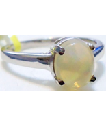 WHITE ETHIOPIAN OPAL OVAL SOLITAIRE RING, PLATINUM / SILVER, SIZE 7, 1.0... - $75.47 CAD
