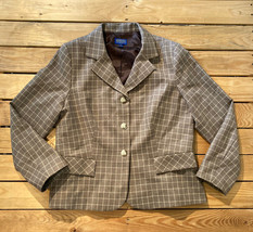 Pendleton Women’s Long Sleeve Button Up wool Blazer Sz 14 Brown white Ch... - $26.72