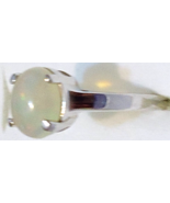 WHITE ETHIOPIAN OPAL OVAL SOLITAIRE RING, PLATINUM / SILVER, SIZE 7, 1.2... - €51,46 EUR
