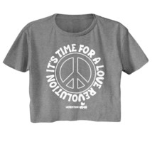 Woodstock Peace &amp; Love Revolution Women&#39;s Crop Top Time for Change Hippie Music - £22.11 GBP