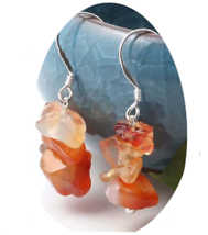 Orange Carnelian Stone Chips Dangle Earrings Color Crystal JL715 Jewelry Pink W - £6.08 GBP