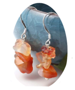 ORANGE CARNELIAN STONE CHIPS DANGLE EARRINGS color crystal JL715  jewelr... - $10.40 CAD