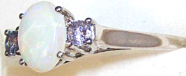 Ethiopian Opal &amp; Purple Tanzanite Round 3 Stone Ring, Silver, Size 8, 0.89(Tcw) - £60.13 GBP