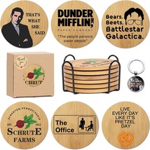 The Office Bamboo Wood Coasters Set Of 6, The Office Themed, Office Coasters New - £35.39 GBP