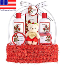 Red Rose Spa Gift Basket for Women, Valentines Day Gifts for Her-Floral ... - $54.87