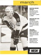 Boston Bruins Kyle McLaren March 2001 NESN Cable TV Schedule Flyer Providence Br - $1.99