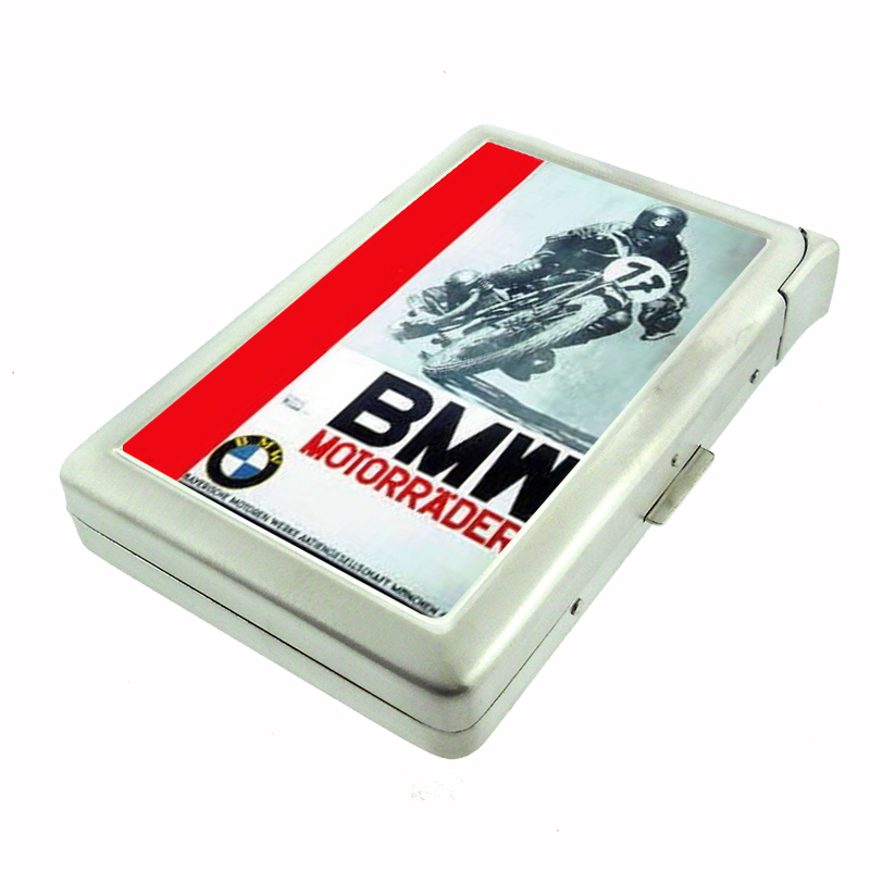 BMW Motorcycle Vintage Poster Cigarette Case w BuiltIn Lighter 576