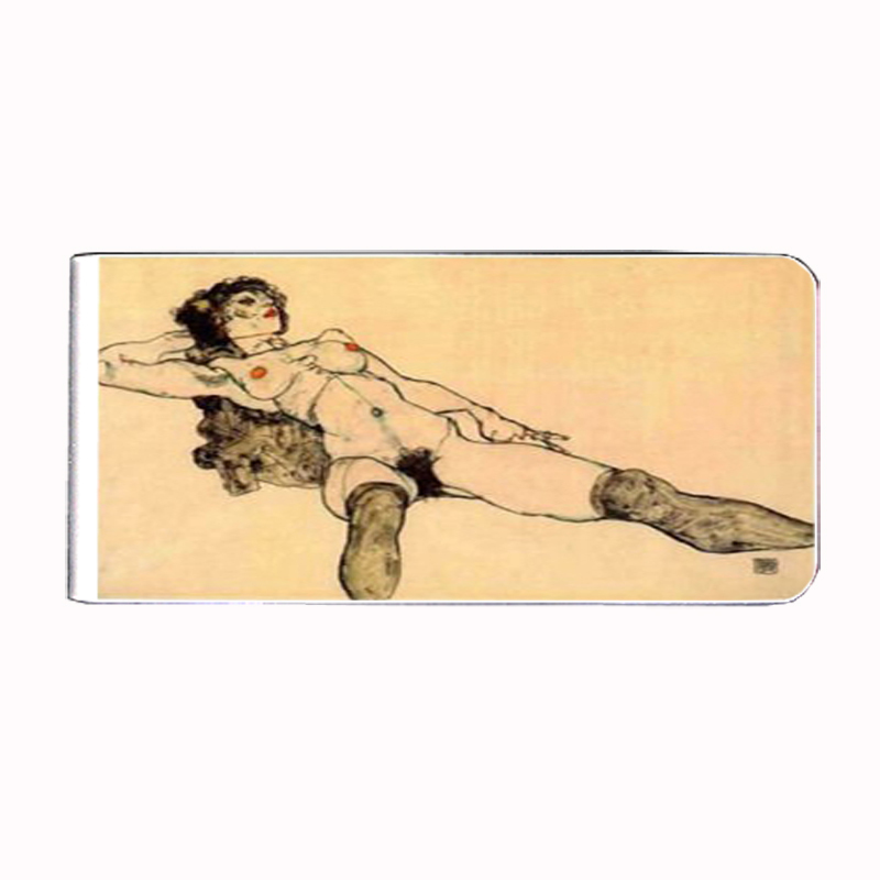 Egon Schiele Reclining Female Nude Money Clip Rectangle 105