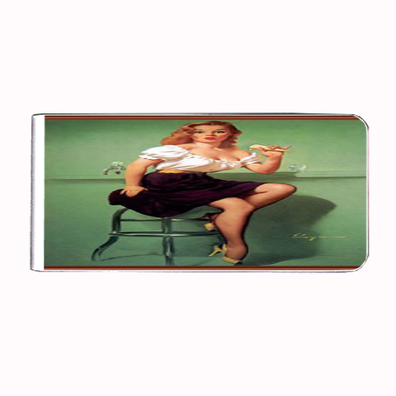 Pin Up Retro Ice Cream Funny Double-Sided Money Clip Rectangle 102