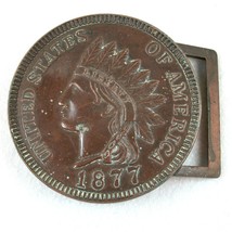 Vintage 1877 Indian Head Penny Belt Buckle United States of America 3&quot; M... - £15.71 GBP