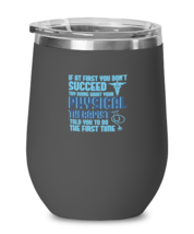 Wine Glass Tumbler Stainless Steel Funny if at first you don&#39;t succeed try  - $32.95