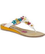 Poetic Licence Womens Always and Forever White Petals Low Heel Thong San... - $109.64 CAD