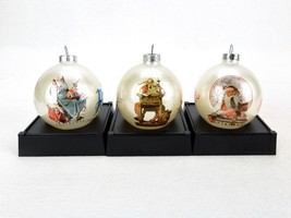 Set of 3 Round Glass Christmas Ornaments, Norman Rockwell, Saturday Evening Post - £21.95 GBP