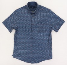 Mizzen+Main Leeward Short Sleeve Button-Down Shirt Mens Medium Blue Floral - $39.35