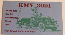 Vintage CB Ham radio Card KMV 3191 Breckenridge Texas Amateur Lone Star - £3.93 GBP