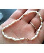 14K Yellow GOLD and Genuine Freshwater PEARLS Bracelet - 7 1/4 inches - £35.84 GBP