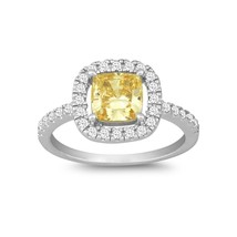 Sterling Silver Square White CZ Ring - Canary - £30.86 GBP