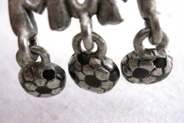 #1 Soccer Mom Pin Soccer Ball Charms Silver Tone  2"x1.5"  Pin Back & Clasp - £4.93 GBP