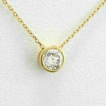 1Ct Certified Moissanite Bezel Solitaire Pendant Necklace 14K Yellow Gold Over - £50.35 GBP