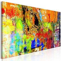 Tiptophomedecor Abstract Canvas Wall Art - Colourful Abstraction Narrow - Stretc - £72.32 GBP+