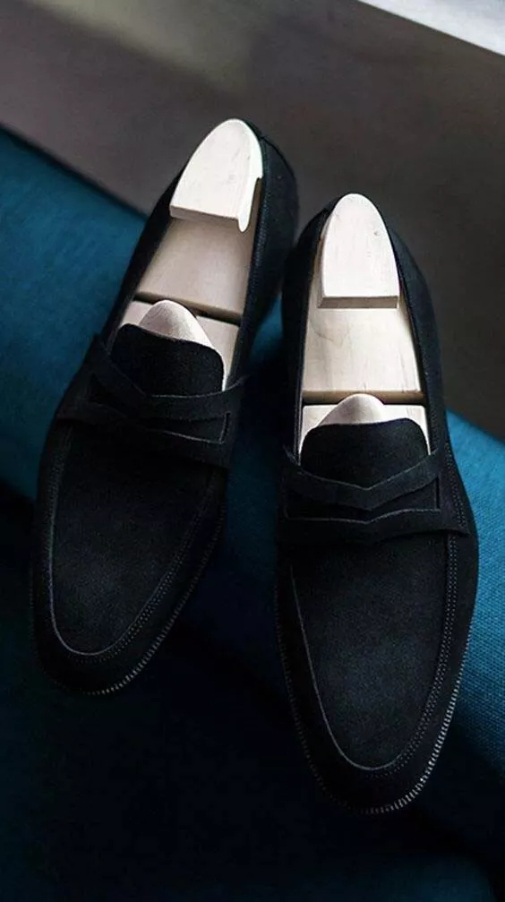 New Handmade Black Suede Formal Business Slip Ons Dress Shoes For Mens - $179.99