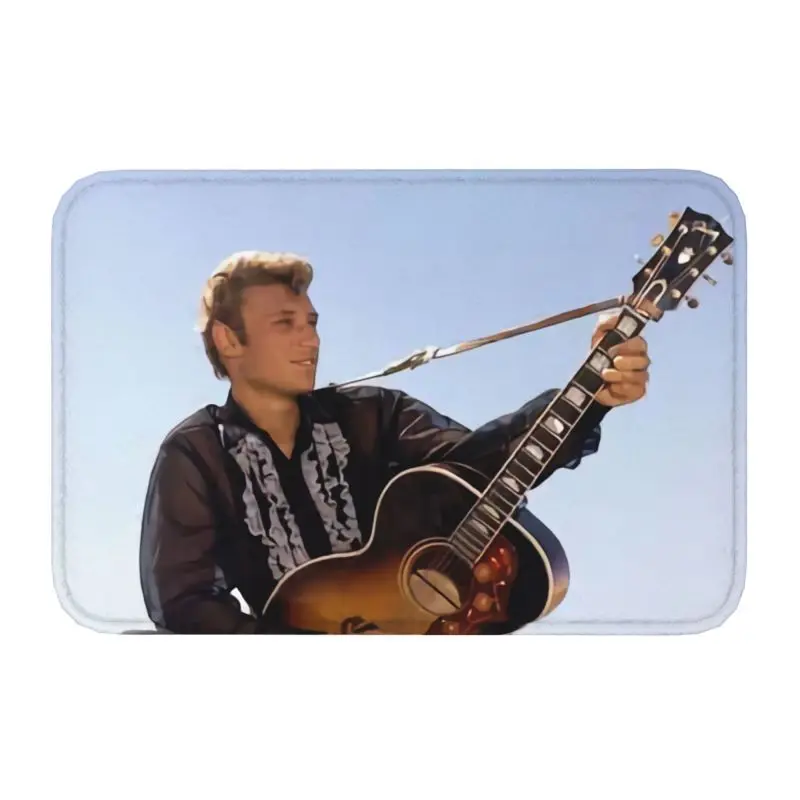 Johnny Hallyday Front Door Mat Anti-Slip Outdoor Absorbent France Rock Singer Do - £12.73 GBP