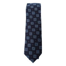 Original Penguin Dark Navy Blue Fancy Square Pindot Dot Cotton Woven Slim Tie - £15.89 GBP