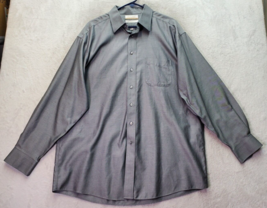 Roundtree &amp; Yorke Gold Label Dress Shirt Men 16.5 Gray Pinstriped No Iro... - £14.52 GBP