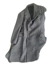 Classic Botany 500 Wool Herringbone Faux Fur Lined Overcoat Size 52 USA Vintage - £160.05 GBP
