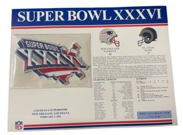 SUPER BOWL Patriots vs Rams 2002 OFFICIAL SB NFL PATCH Card Willabee &amp; Ward - $18.69