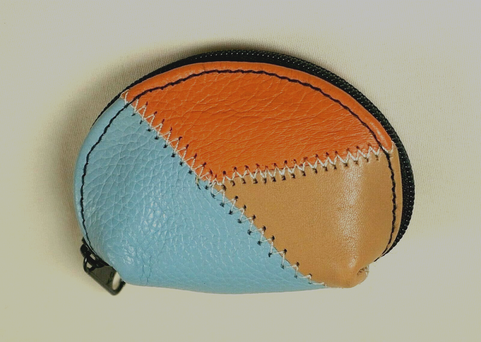 New Color Leather Sheepskin Handmade Mini Coin Patchwork Zipper Pouch Pu... - $4.90