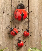 Set of 4 Metal Bugs Bumble Bees Ladybugs Wall Ground Fence Garden Outdoor Decor - £14.02 GBP+
